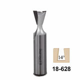 14-degree dovetail router bit with carbide tip, item number 18-628, for woodworking joinery