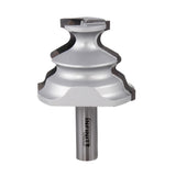 Carbide-tipped router bit for woodworking with decorative profile and infinity logo
