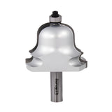 Cove and bead router bit with ball bearing guide for woodworking, isolated on white background.
