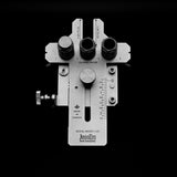 Precision 1/2 inch drill guide with bracket, metal construction, adjustable rulers, and knobs