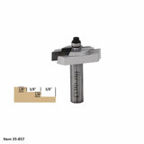 Groove router bit with diagram showing 1/8 inch by 3/8 inch step cutting profile