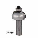 Roundover router bit with bearing, woodworking tool, labeled 37-786 on white background