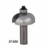 Half round router bit with bearing, model 37-850, for woodworking edge profiling.