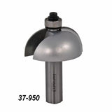 Roundover router bit with bearing, model 37-950, for woodworking precision cuts