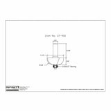 Technical drawing of roundover router bit with labeled dimensions and bearing size.