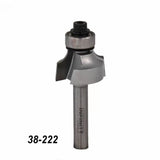 Roundover router bit with bearing, carbide-tipped, labeled 38-222, for woodworking