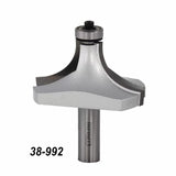 Roundover router bit with bearing, model 38-992, for woodworking and edge forming tasks