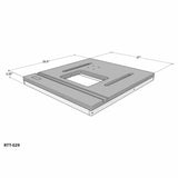 3D diagram of a router table top with insert plate opening and measurement dimensions