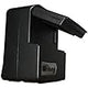 Black plastic woodworking tool accessory with angled top, suitable for cutting or routing.