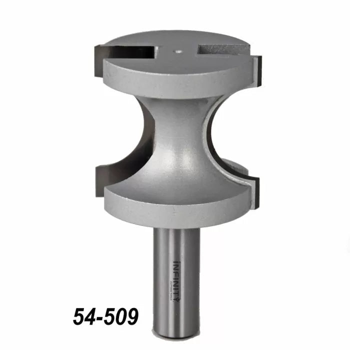 Slotting router bit for woodworking, straight shank with cutting edges, product number 54-509.