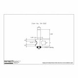Router bit technical drawing with precise measurements and bearing, woodworking tool diagram.