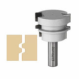 Lock miter router bit for woodworking with example joint profile