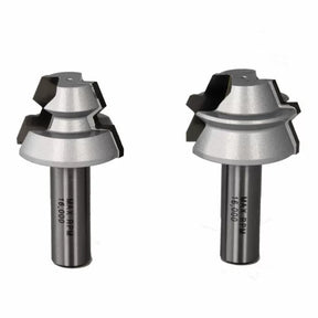 Two carbide-tipped router bits for woodworking, shown on a white background.