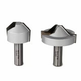 Two silver woodworking router bits for professional joinery on a white background.