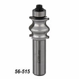 Beading router bit with bearing for woodworking, model 56-515, silver finish.