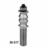 Cove and bead router bit with bearing for woodworking, part number 56-517, on white background.