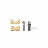 Woodworking router bits with cutting profiles and optional bearing kit for precise shaping.