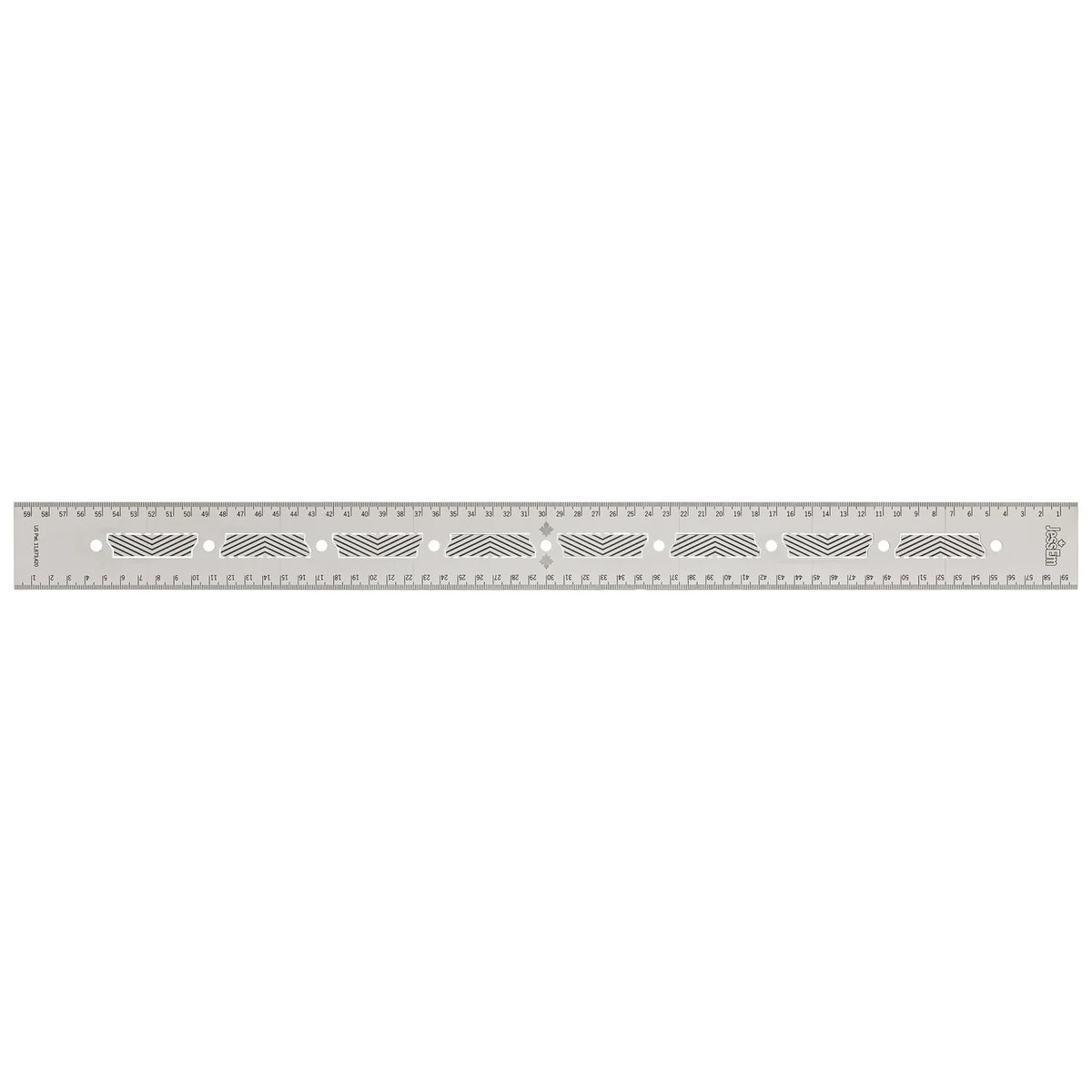 Stainless steel 600mm precision woodworking ruler with metric measurements and cutout guides
