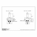 Technical drawing of 61-504F and 61-504M V-tongue and groove router bits with dimensions and bearing sizes
