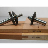 Wood joinery router bits with 3/8 inch and 1/2 inch stock for woodworking projects