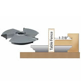 A diagram showing the operation of a shaper cutter taking a 1-7/8" cut.