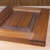 Wooden cabinet door panel with Art Deco profile and engraved 'Art Deco' text