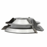 Carbide-tipped shaper cutter head for woodworking, isolated on white background.