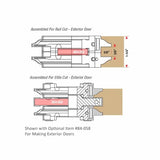Diagram showing rail and stile router bit assembly for exterior door woodworking cuts.