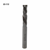 Carbide upcut spiral router bit for woodworking, isolated on white background