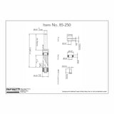 Technical drawing of woodworking router bit assembly with detailed dimensions, item 85-250.