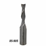 Straight flute spiral router bit for woodworking, labeled 85-905, on white background