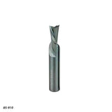 Upcut spiral router bit with sharp flutes for woodworking, shown on white background
