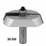 Carbide tipped rabbeting router bit with bearing, labeled 90-506, for woodworking