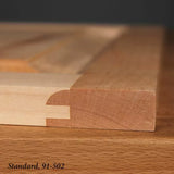 Close-up of interlocking hardwood rail and stile joint for woodworking projects