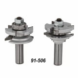 Cabinet door router bit set with two carbide-tipped bits, labeled 91-506, on white background