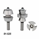 Stainless steel woodworking router bits set with 91-525 label on a white background