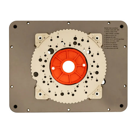 bottom view of JessEm Router Table insert plate.