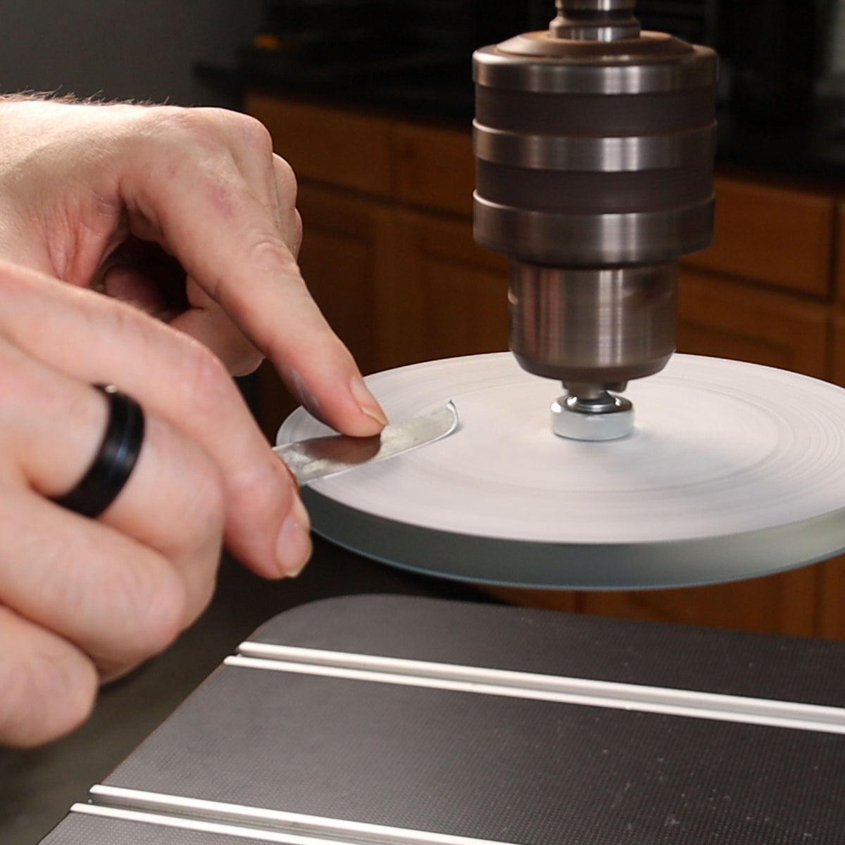 Sharpening a knife on the Infinity Tools Drill Press Sharpening Station