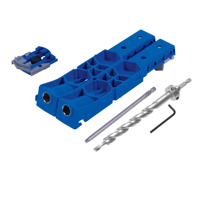 Pocket hole jig kit with drill bit and hex key for woodworking joinery projects