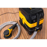 Mirka coaxial vacuum hose connected to a DEROS II sander in use