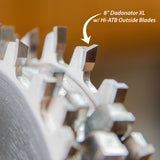 Closeup of a dadonator xl standard outside blade tooth configuration