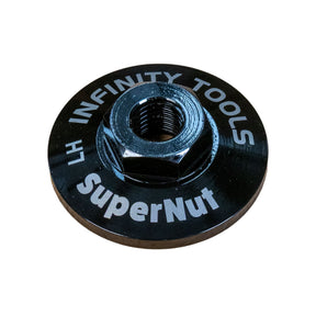 Infinity Tools SuperNut table saw arbor nut, left-side view