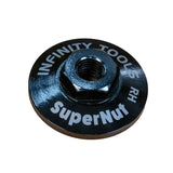 Infinity Tools SuperNut table saw arbor nut, right-side view