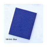 Blue 150 grit sanding sponge for woodworking finishing projects on white background