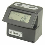 Digital angle gauge with LCD screen and Wixey label, used for precise woodworking measurements