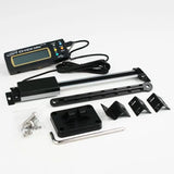 Digital readout kit with display, mounting brackets, rail, hardware, and cables for woodworking tools
