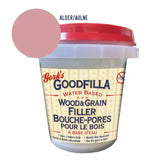 Goodfilla Alder wood filler 8 oz container with color swatch and red lid.