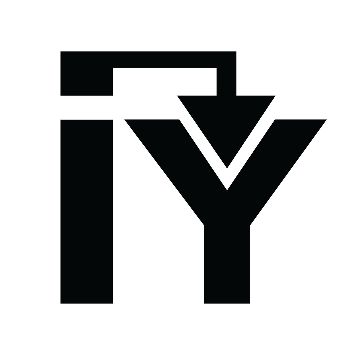 Black geometric logo with stylized letters in a square shape on a white background