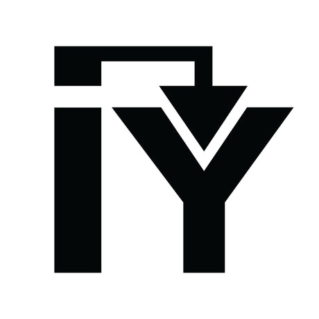 Black geometric logo with stylized letters in a square shape on a white background