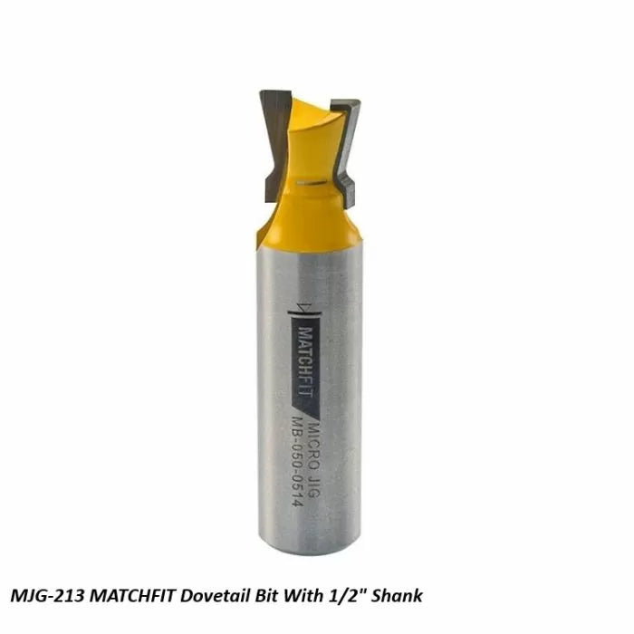MATCHFIT dovetail bit with 1/2 inch shank for woodworking, yellow and silver cutting tool
